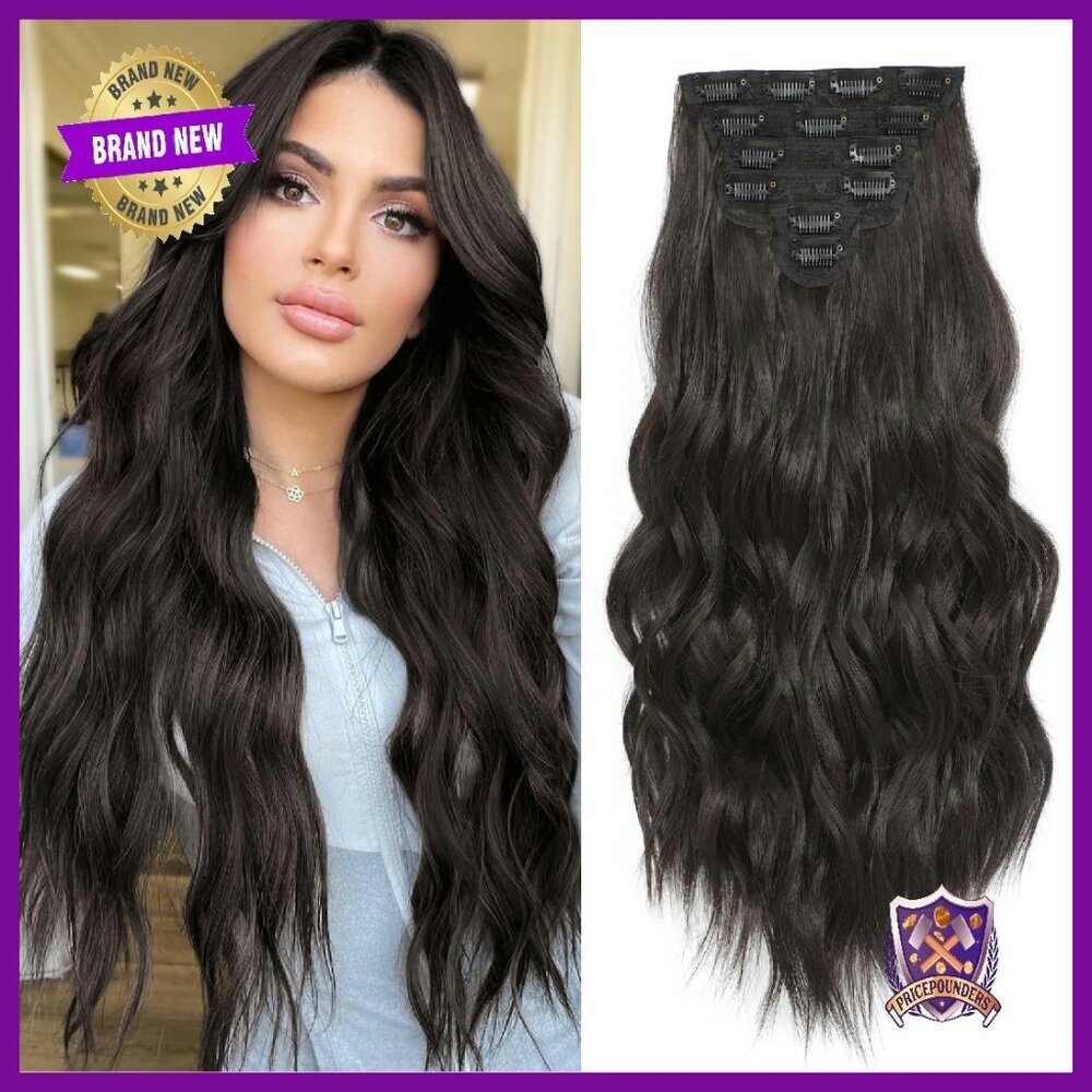20 Inch Clip-In Hair Extensions 6PCS Long Wavy Thick Synthetic